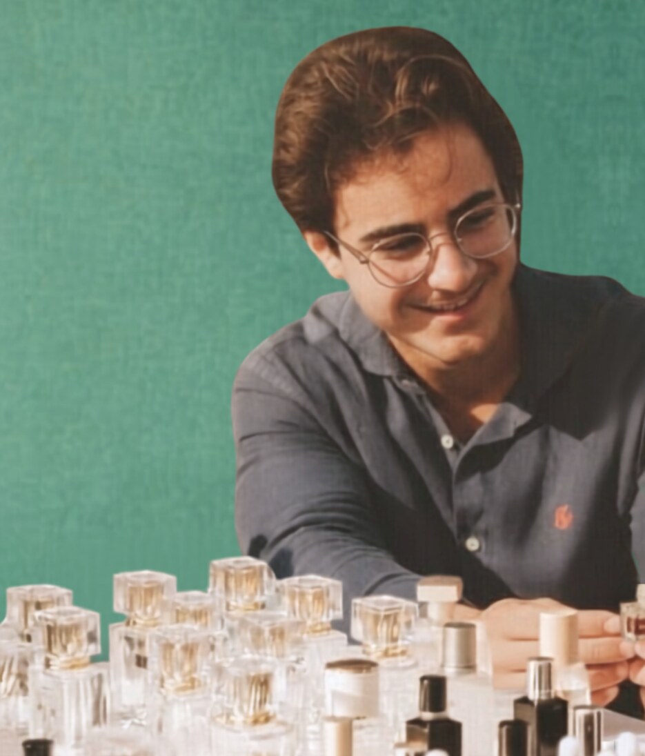Juan, founder and perfumer, at his blending bench
